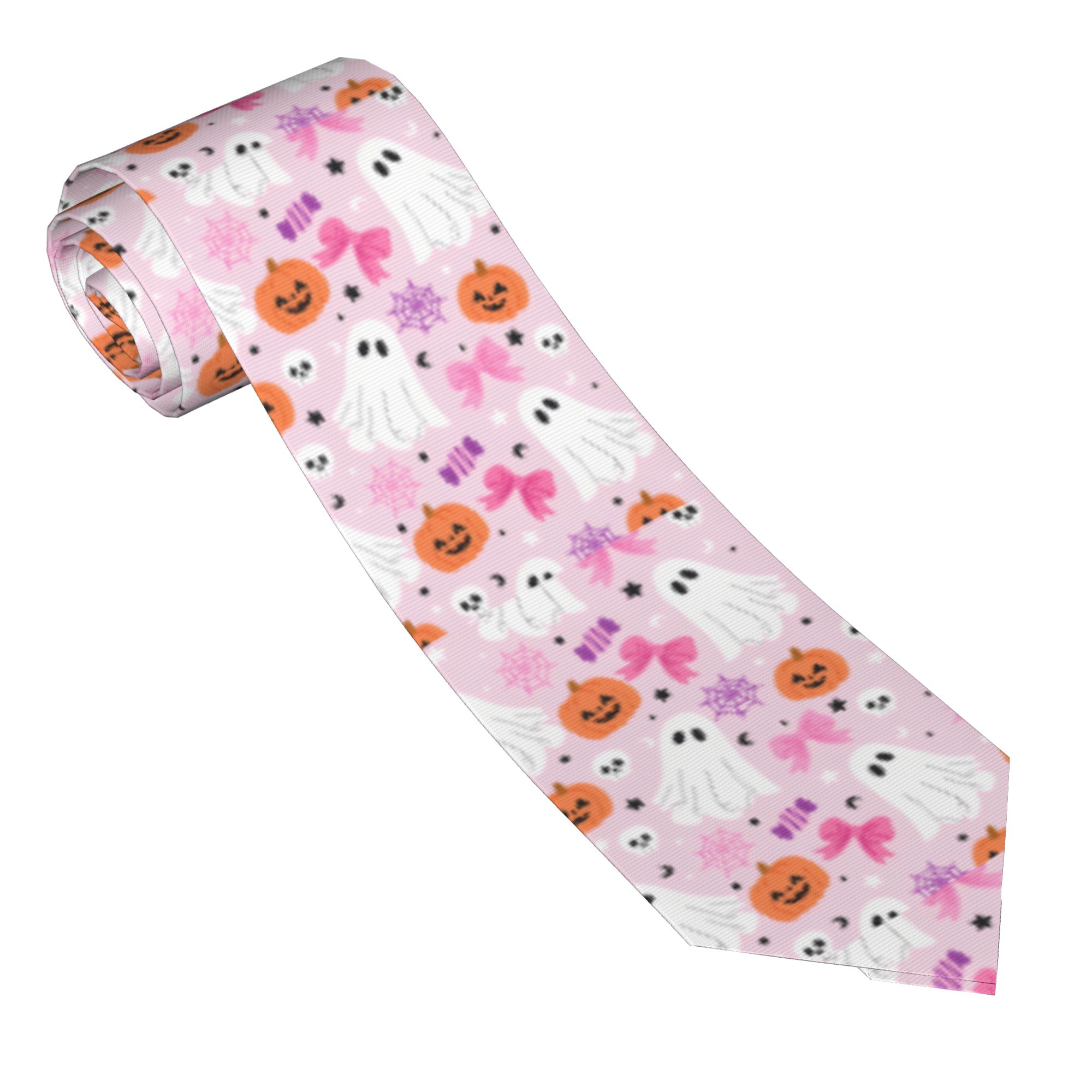 Skinny Tie Men - Розовый галстук с узором призраков на