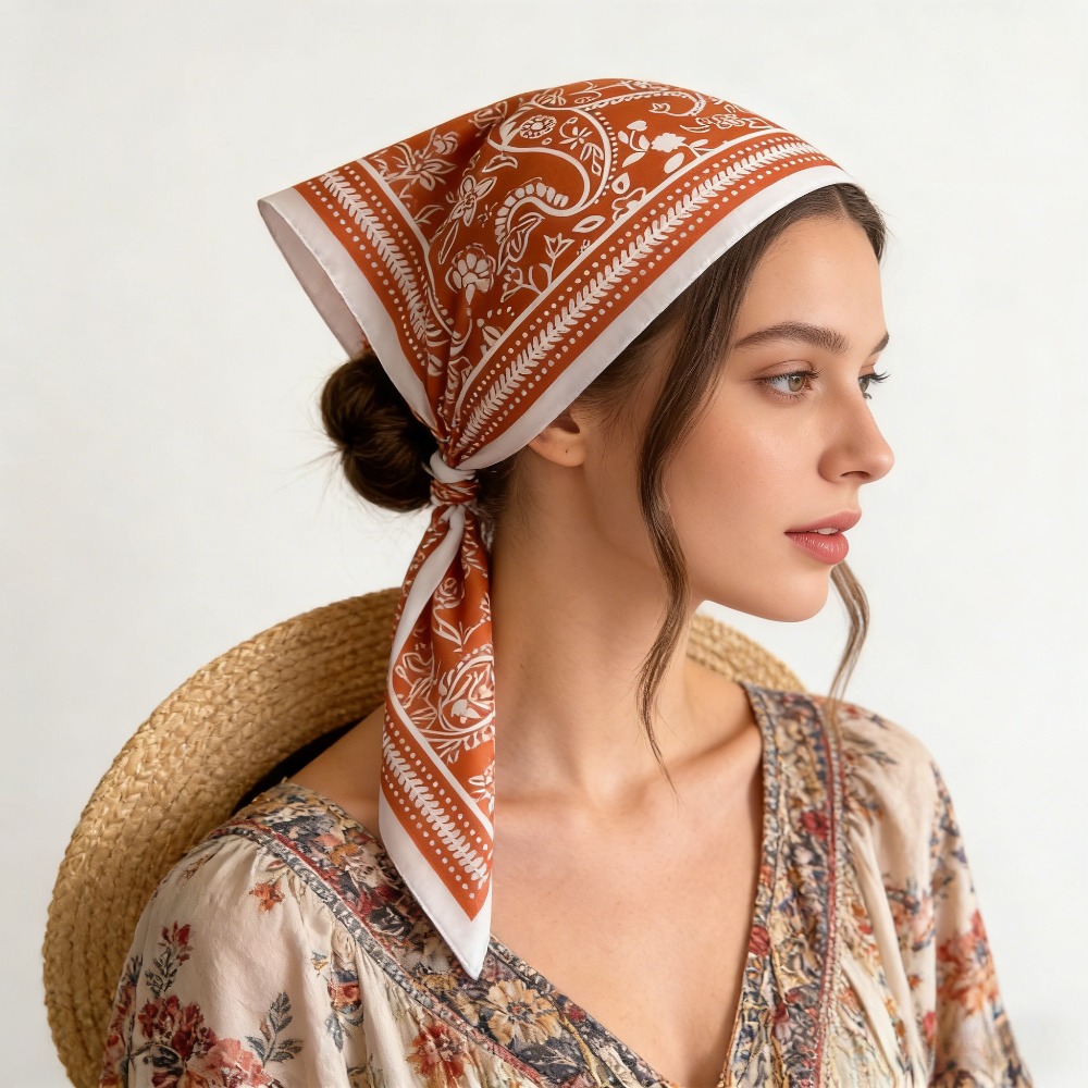 Scarf Silk Square - Шелковый платок с принтом кешью, квадратный